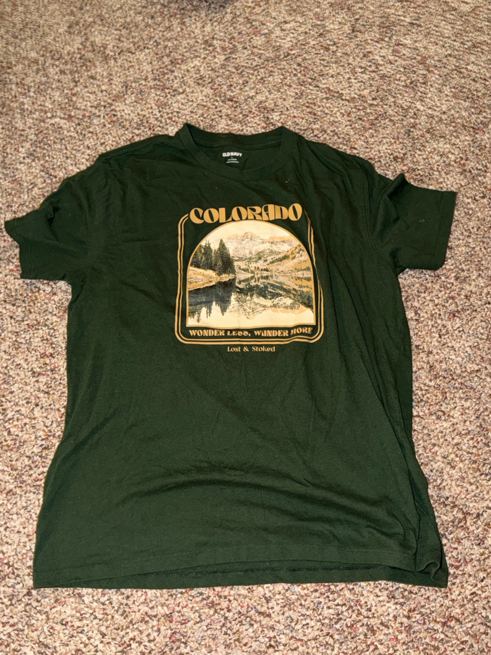 Old Navy Green Short-Sleeve Colorado Graphic Tee with Gold Print